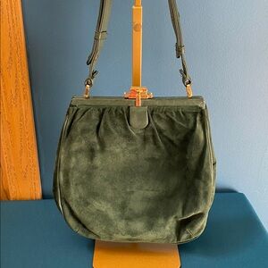 Vintage Greta Green Suede Bag with Italian Leather